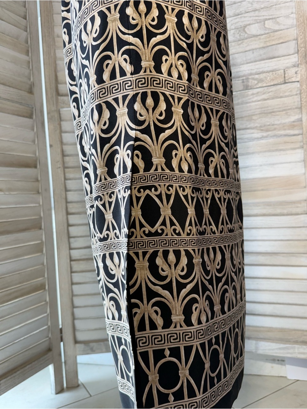 Talbots Black Maxi Skirt with Cream Embroidered Motif - Picture 5 of 8